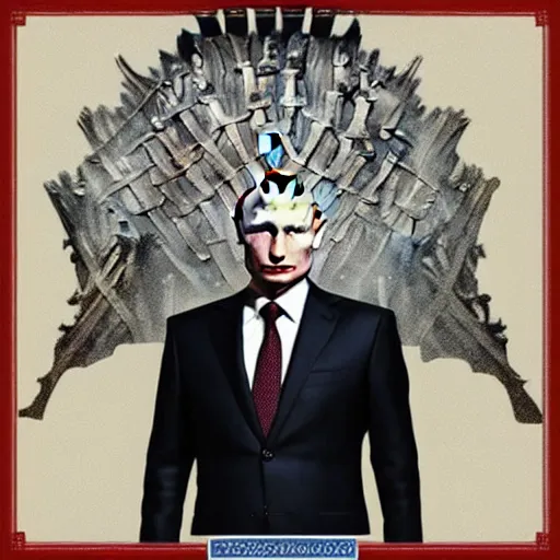 Image similar to Vladimir Putin in the style of a king in Game of Thrones