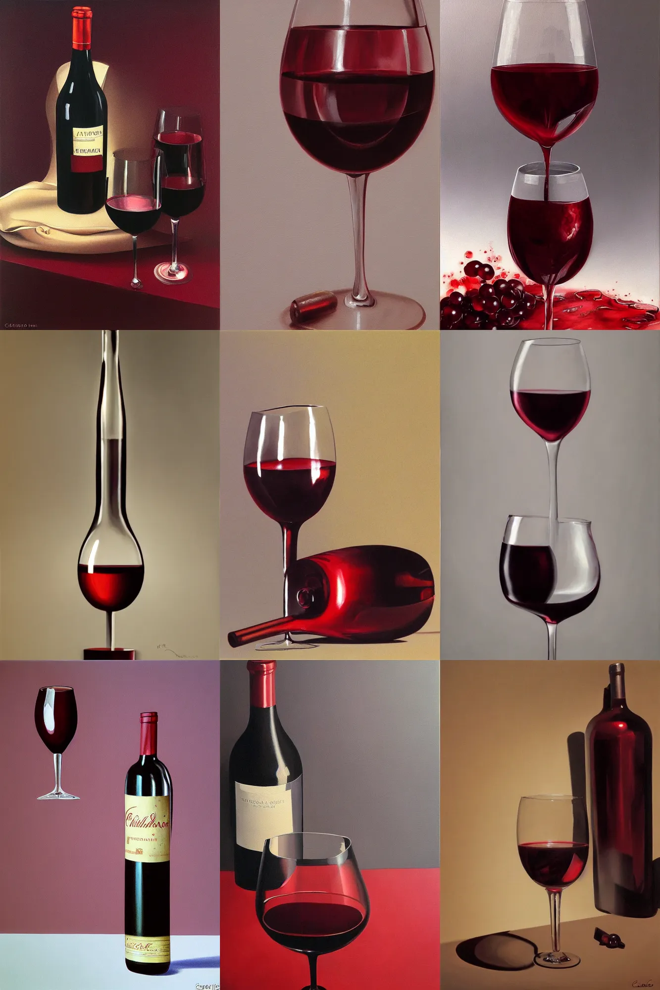Prompt: an hyper - realistic painting of red wine with clear background, with no visible bottle, by claudio bravo