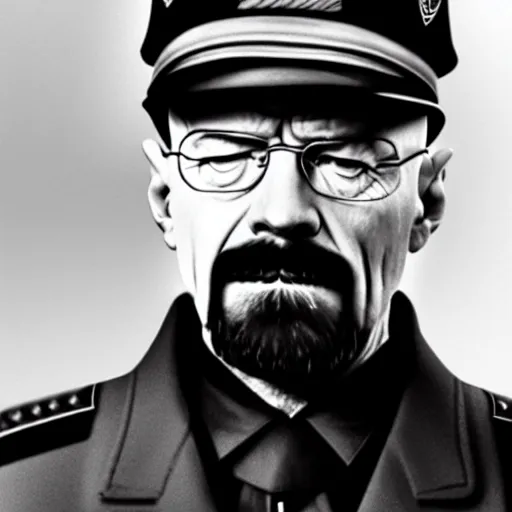 Prompt: walter white heisenberg as a nazi scientist military uniform black and white photo