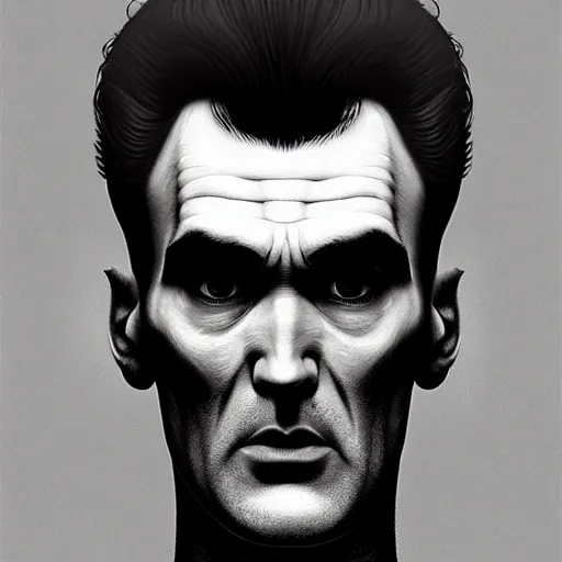Prompt: portrait of a slim and handsome morrissey as a zombie with a large quiff and thick eyebrows, 7 days to die zombie, fine art, award winning, intricate, elegant, sharp focus, cinematic lighting, digital painting, 8 k concept art, art by z. w. gu, art by brom, art by michael hussar, 8 k