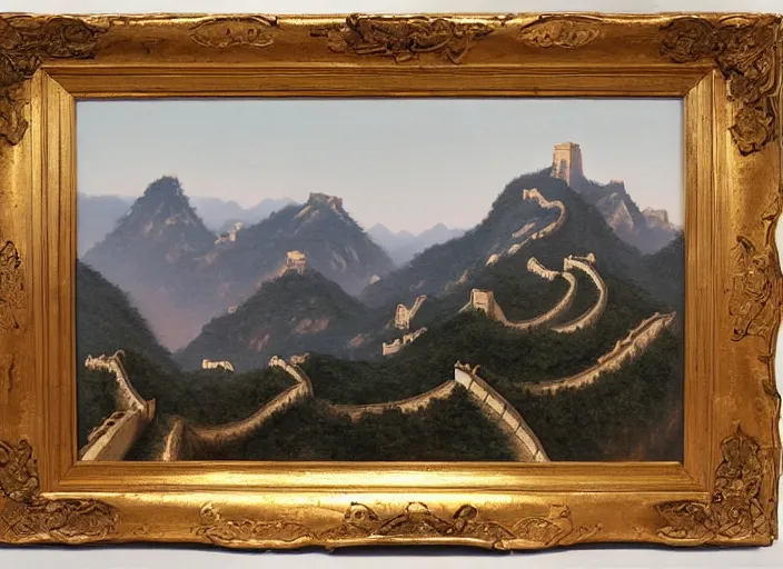 Image similar to the great chinese wall in the style of hudson river school of art, oil on canvas