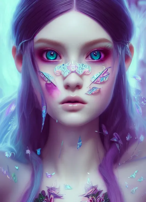 Prompt: portrait of fairy, intricate, sharp focus, octane render, tokidoki, detailed, beautiful, unreal engine, symmetrical!!, loreal, maybelline, sephora, loreal, artstation, art by artgerm, rossdraws, makeup by pat mcgrath, cinematic, concept art, filmic, vsco