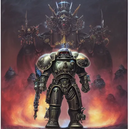 Image similar to warhammer 4 0 k god emperor armor, anthropomorphic shiba inu face visible, stuning 3 d render, masterpiece, glowing black aura, foggy dark, by donato giancola and greg rutkowski and wayne barlow and zdzisław beksinski, realistic face