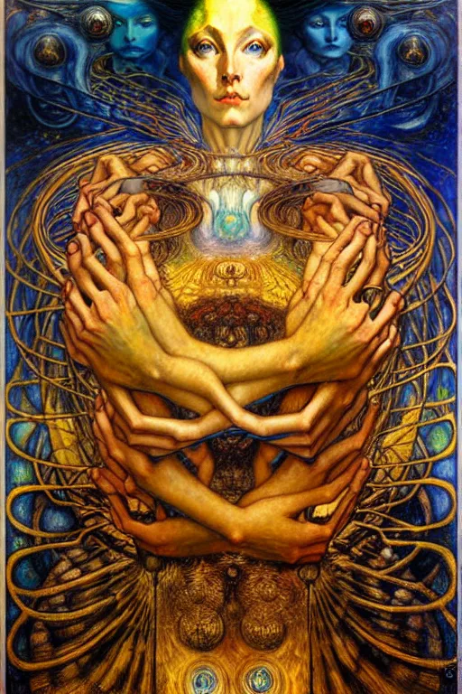 Image similar to Divine Chaos Engine by Karol Bak, Jean Delville, William Blake, Gustav Klimt, and Vincent Van Gogh, symbolist, visionary