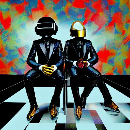 Prompt: daft punk members by cheng hsiao-ron