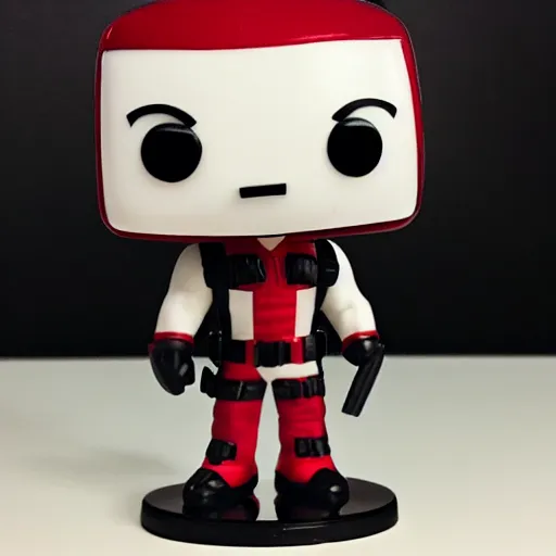 Prompt: funko pop of a deadpool wearing a tuxedo