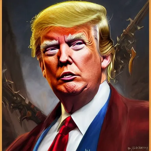 Prompt: Donald Trump as a fantasy D&D character, portrait art by Donato Giancola and James Gurney, digital art, trending on artstation