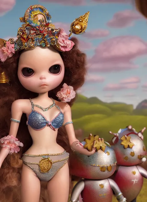 Image similar to highly detailed closeup, profile portrait of tin toy fairytale princess bikini, unreal engine, nicoletta ceccoli, mark ryden, earl norem, lostfish, global illumination, detailed and intricate environment