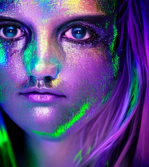 Image similar to close up portrait of a female iridescent ghost, Nikon camera, 4k, National Geographic