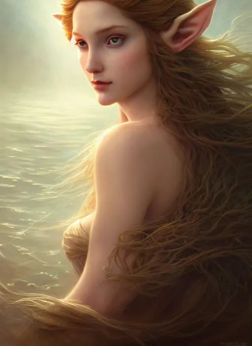 Prompt: beautiful one face portrait of a seductive princess zelda underwater murky light, wind blown hair! dark fantasy esoteric, closeup, d & d, fantasy, intricate, elegant, highly detailed, digital painting, artstation, concept art, matte, sharp focus, illustration, art by artgerm and tom bagshaw and greg rutkowski and alphonse mucha