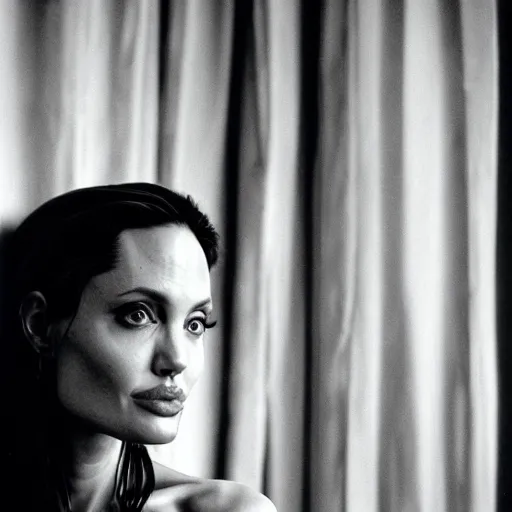 Prompt: angelina jolie gives you the cold shoulder. 3 5 mm.