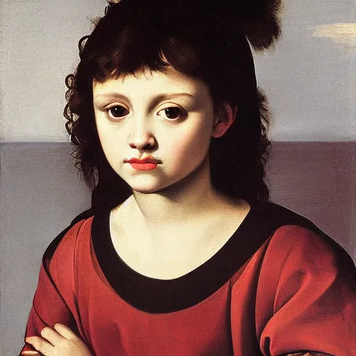 Prompt: portrait of a girl, painted in high resolution, caravaggio