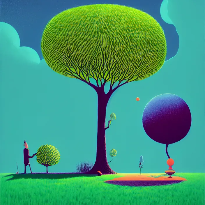 Prompt: ( ( ( gediminas pranckevicius ) ) ), under bo tree, summer morning, very coherent and colorful high contrast art by james gilleard floralpunk screen printing woodblock, dark shadows, pastel color, hard lighting