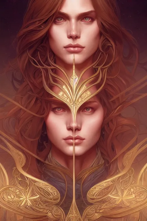 Image similar to symmetry!! intense fanart of acotar protagonist, intricate, elegant, highly detailed, my rendition, digital painting, artstation, concept art, smooth, sharp focus, illustration, art by artgerm and greg rutkowski and alphonse mucha