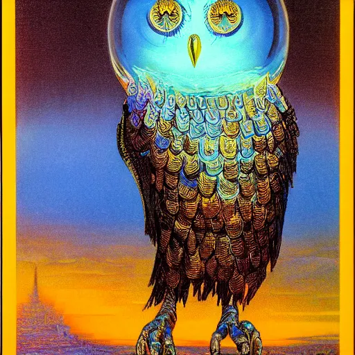 Image similar to reflective futuristic unique reservoir crystal owl pinot vodka chinon , by Bruce Pennington and J.M.W. Turner and Johfra Bosschart , pixel perfect , #micro , poster art