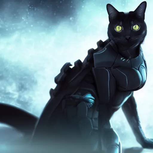 Prompt: A cat that resembles a reaper form a mass effect