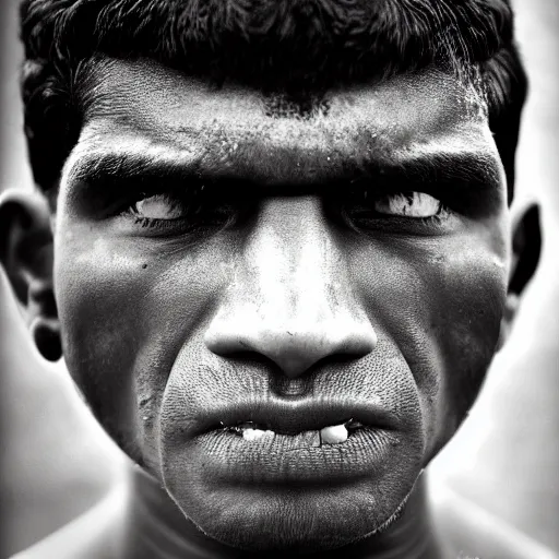 Image similar to close up portrait of indian kushti wrestler by richard avedon, realistic, Leica, medium format, cinematic lighting, parallax, high resolution,