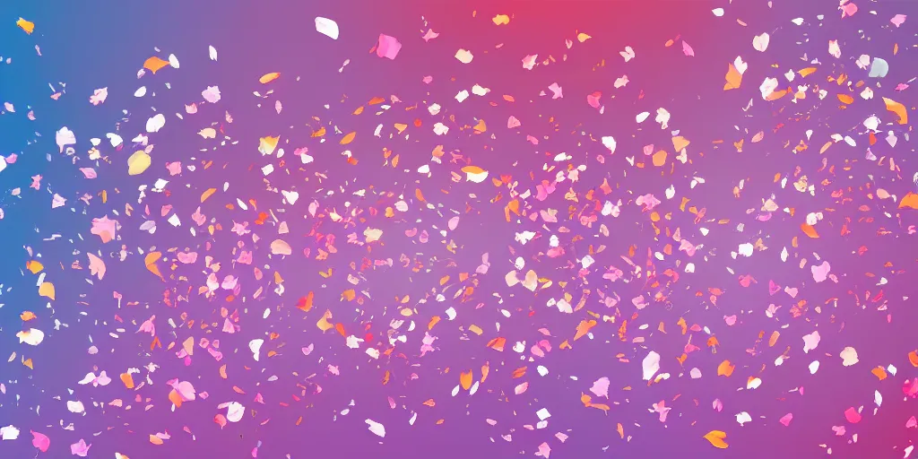 Image similar to background art of spaciously scattered flower petals flowing through the air from left to right on a clean background, petals, polygonal fragments, anime, artgerm, manga, trending on artstation, art nouveau, mature color scheme