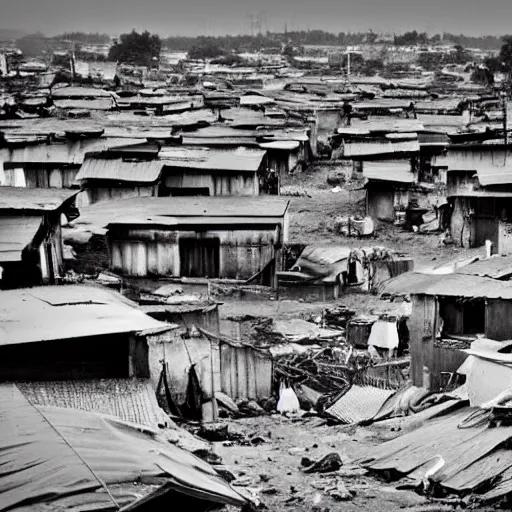 Prompt: the slums outside the gates of heaven