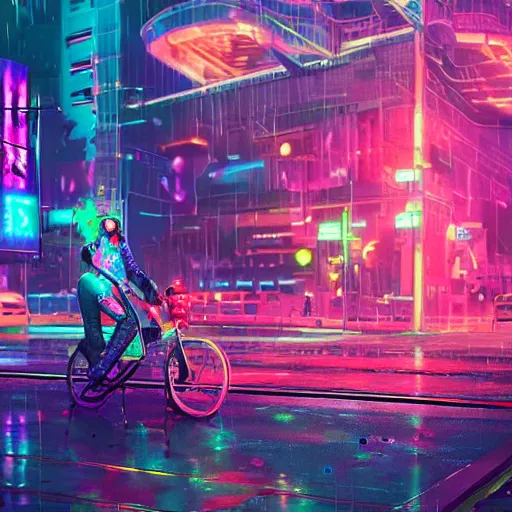 Image similar to splashes of neon, electric, character art made out of rain, trending on artstation, epic composition, emotional, beautiful, rendered in octane, unreal engine, depth of field, ray tracing, highly detailed, realistic