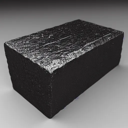 Prompt: dark black ingot that has tiny imperfections, insane details, sharp focus, octane render