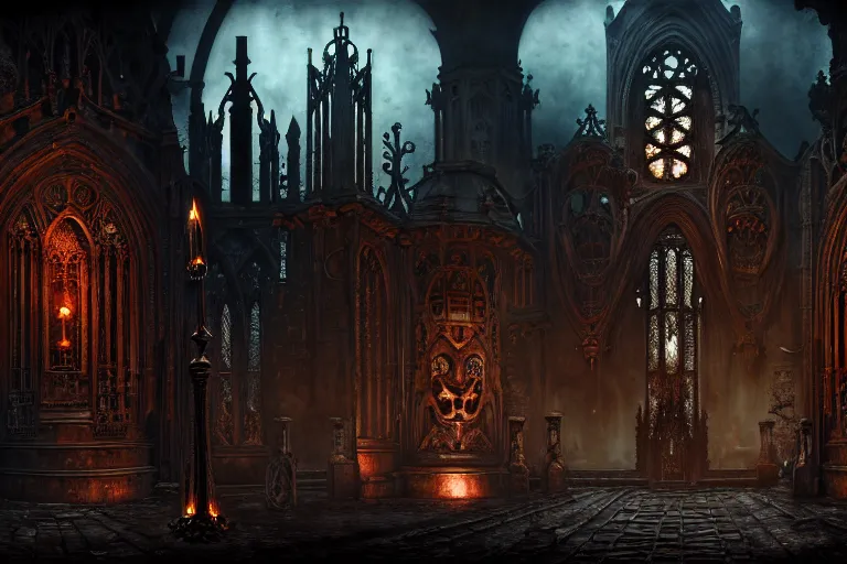 Image similar to steam necropolis, memento mori, gothic, neo - gothic, art nouveau, hyperdetailed copper patina medieval icon, stefan morrell, philippe druillet, ralph mcquarrie, concept art, steampunk, unreal engine, detailed intricate environment, octane render, moody atmospherics, volumetric lighting, ultrasharp, ominous, otherworldly