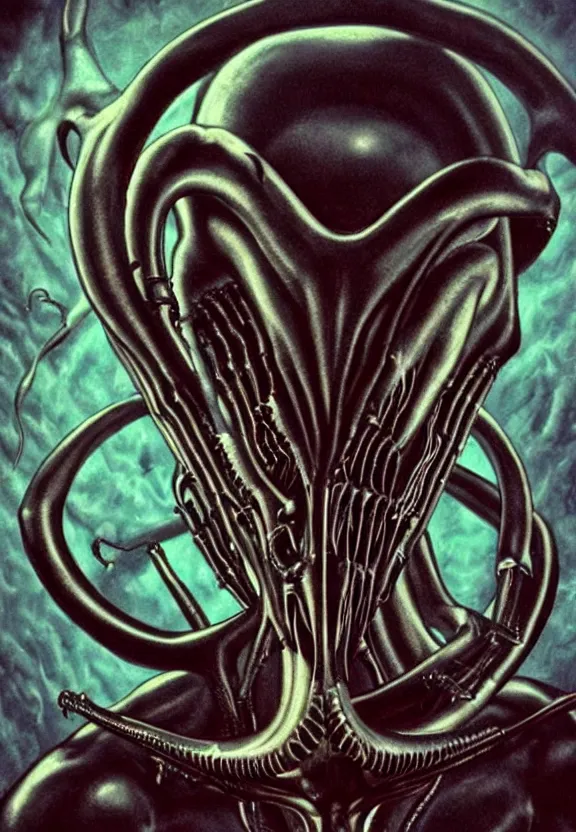 Image similar to one famous person, simple, simplicity, subgenius, x - day, weird stuff, occult stuff, knives, giger ’ s xenomorph, illuminati, gem tones, hyperrealism, studio lighting