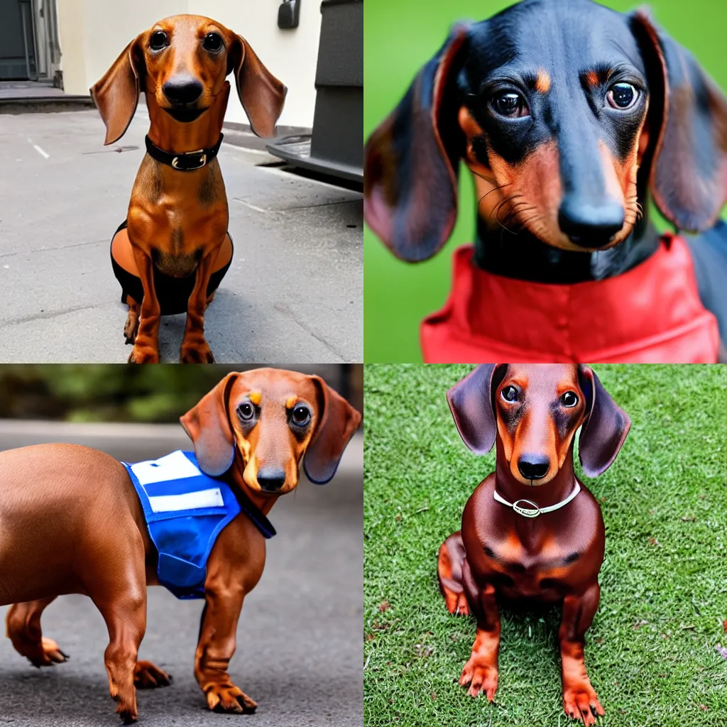 Prompt: a dachshund in a uniform