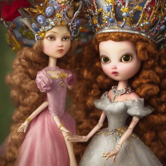 Image similar to highly detailed closeup, profile portrait of a tin toy fairytale princess wearing a crown, unreal engine, nicoletta ceccoli, mark ryden, earl norem, lostfish, global illumination, detailed and intricate environment