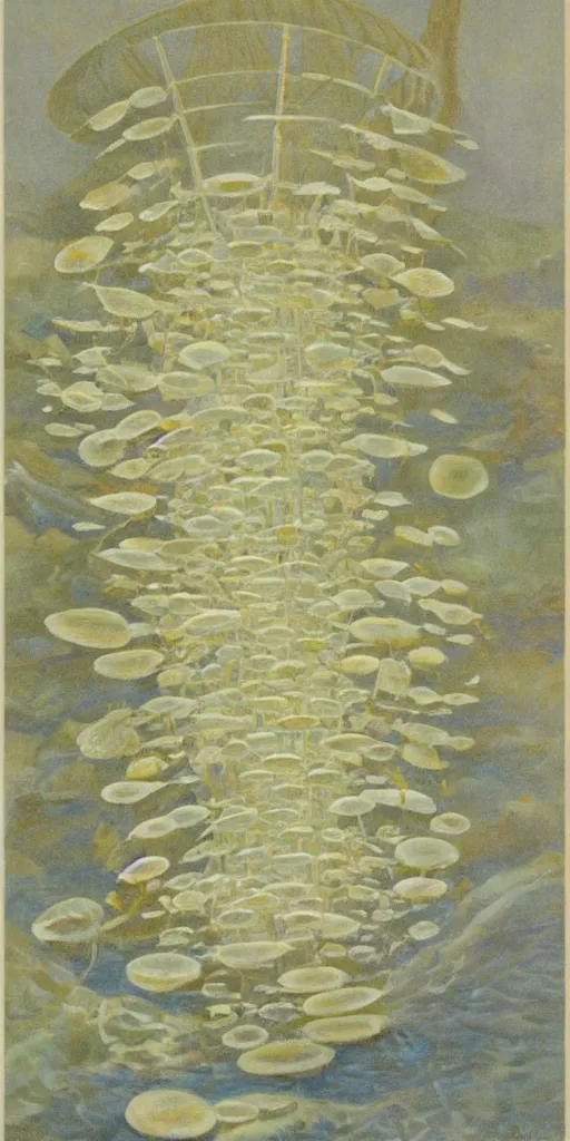 Image similar to art by abbott fuller graves of a giant beautiful diatom