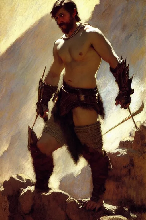 Image similar to attractive male, skyrim, painting by gaston bussiere, craig mullins, j. c. leyendecker, edgar degas