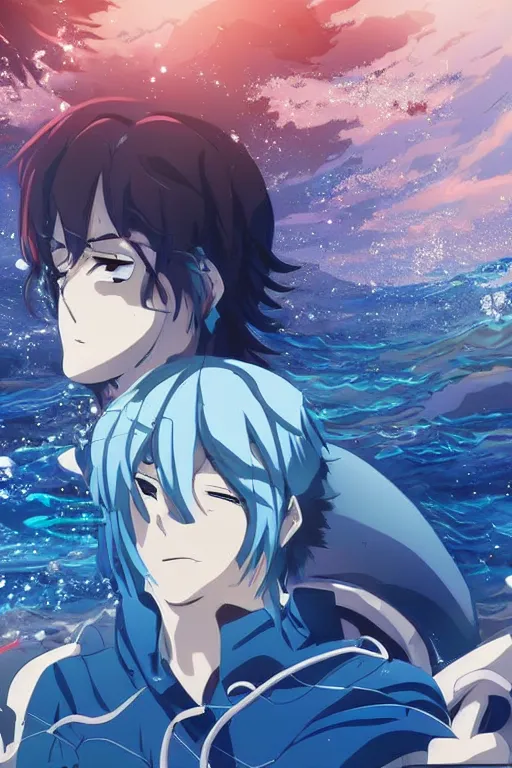 Prompt: beautiful anime man under water, very accurate and detailed, 8k