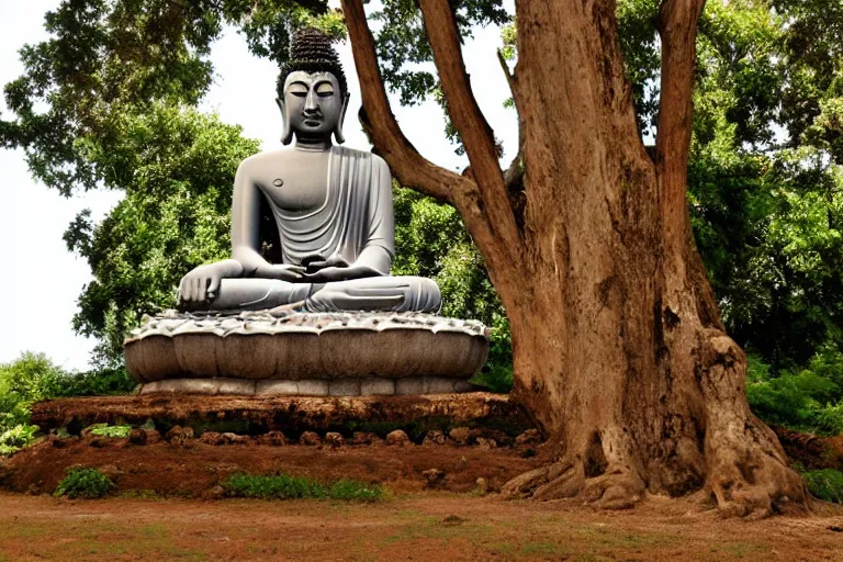 Prompt: The Buddha sitting under the tree of life