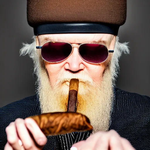 Prompt: billy gibbons smoking a cigar, ( sony a 7 r iv, symmetric balance, polarizing filter, photolab, lightroom, 4 k, dolby vision, photography awardm, voque, perfect face )