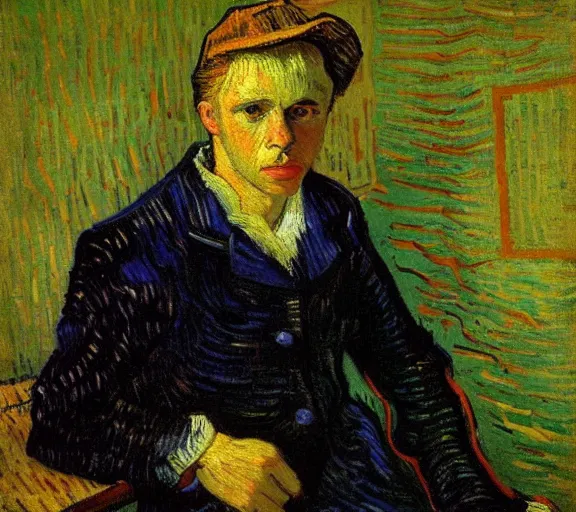 Image similar to portrait of tom odell as a servant maid by vincent van gogh