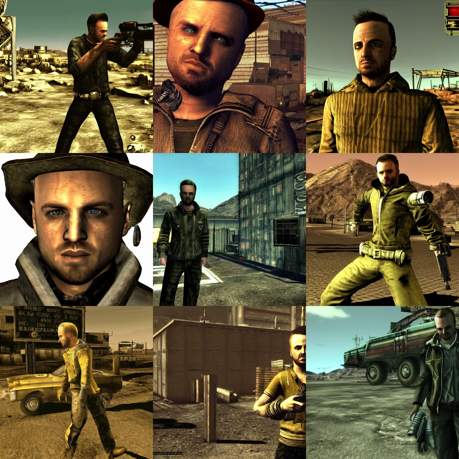 Prompt: jesse pinkman in fallout new vegas, video game, screenshot, ign