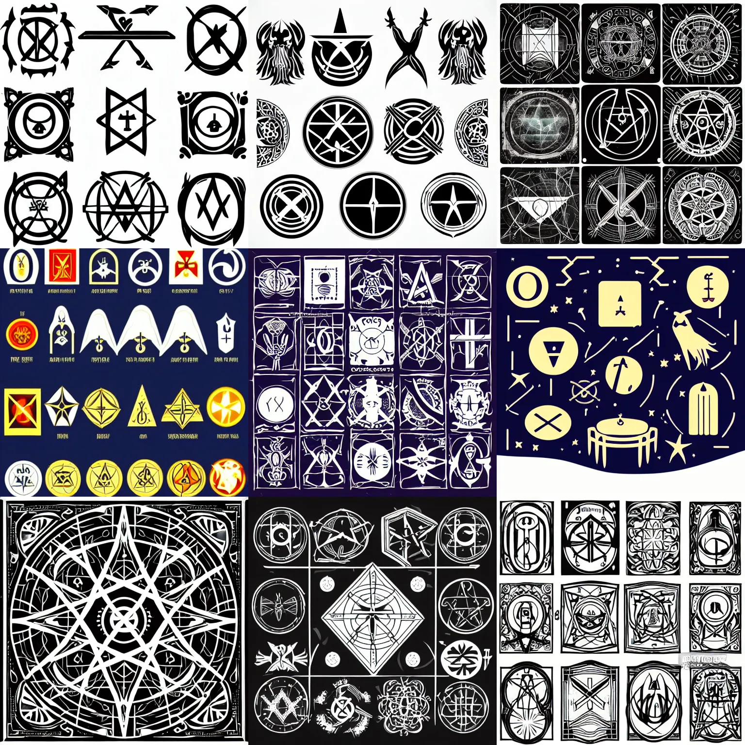 Prompt: occult icons with white background