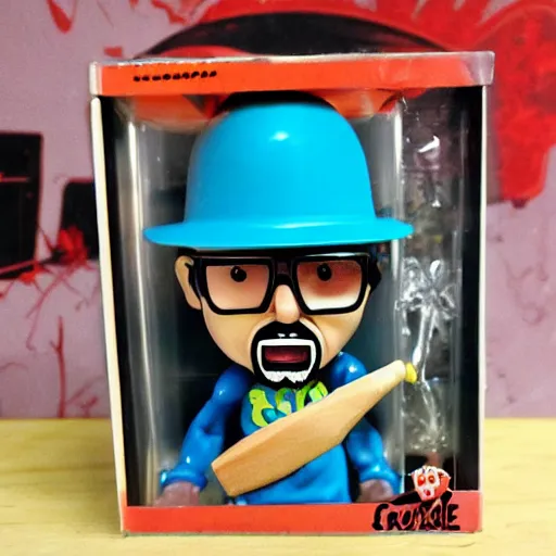 Image similar to cooking crystal meth, stop motion vinyl action figure, plastic, toy, butcher billy style