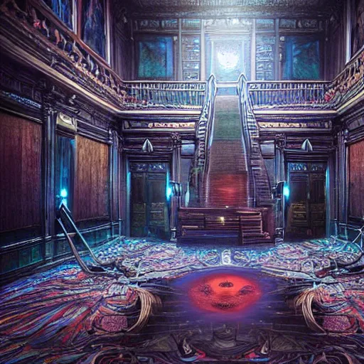 Image similar to eldritch legislature, fantasy, realistic colorful photography, interior, hyperrealism, incredible, award - winning photography, lovecraftian