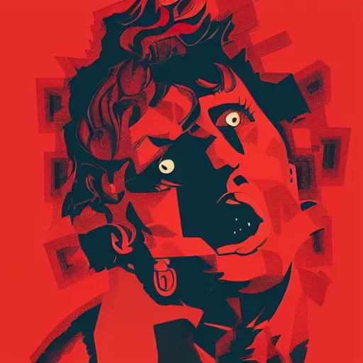 Prompt: Poster Art for Playboi Carti as a Vampire, Vector art, Geometric 3d shapes, Whole Lotta Red, Paper Marbling, Red smoke, by Sachin Teng, Trending on artstation