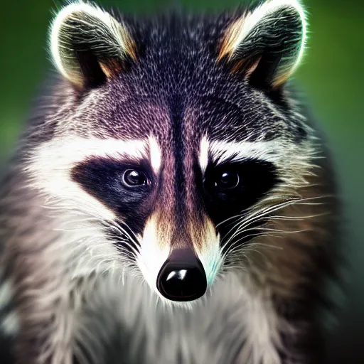 Image similar to a hyperrealistic octane render of a raccoon holding a dslr camera taking a photograph, photorealism, unreal engine, dramatic lighting, volumetric lighting, uplighting