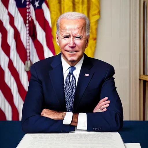 Image similar to official presidential portrait of joe biden