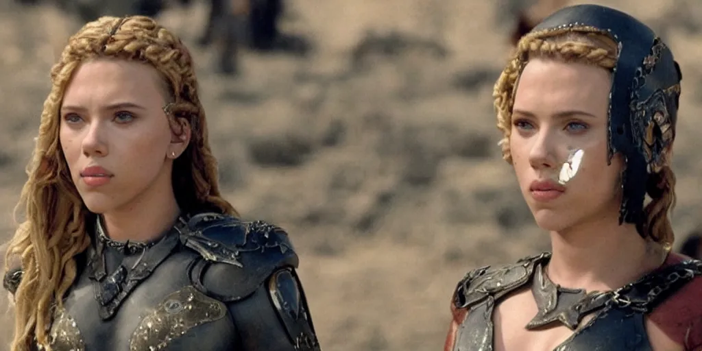 Prompt: Scarlett Johansson in a scene from the movie Gladiator