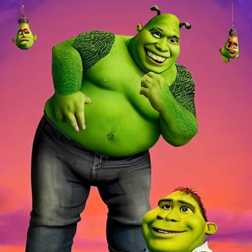 Prompt: smash mouth singer Steve harwell depicted as shrek (1997), DreamWorks animation