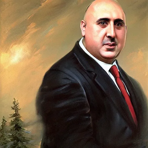 Image similar to боико борисов matte portrait painting of bulgarian prime minister boyko borissov
