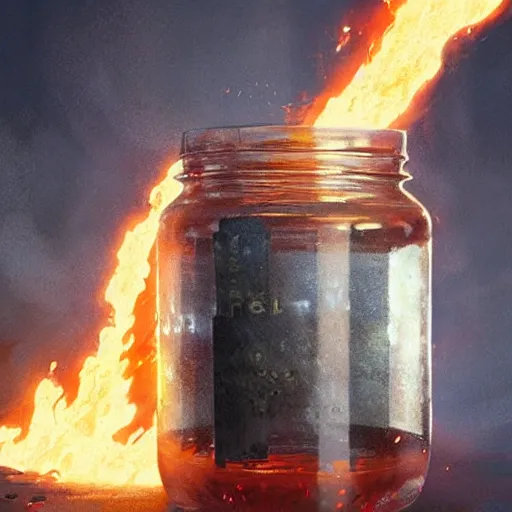 Prompt: a jar full of fire, greg rutkowski