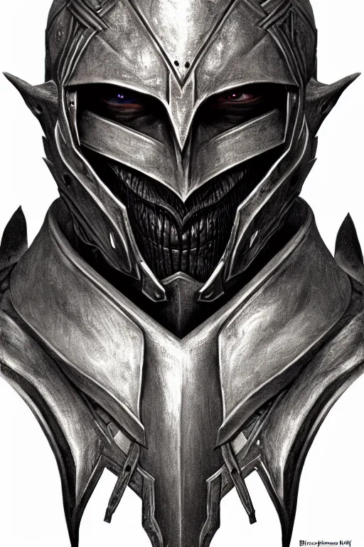 Image similar to head and shoulders portrait of an eldrich knight, drow, dark elf, shadar kai, breastplate, magical, male, high fantasy, d & d, by h. r. giger, face details, extremely detailed, digital illustration