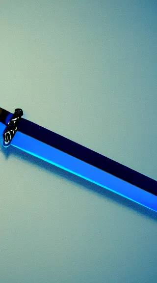 Image similar to blue magical sword with floating runes, concept art trending on artstation, unreal engine render 4 k