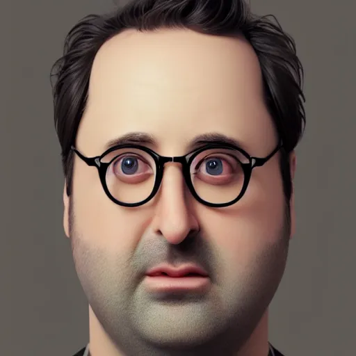 Image similar to hyperrealistic image of eric wareheim, stunning 3 d render inspired art by xiang duan and thomas eakes, perfect facial symmetry, hyper realistic texture, intricate, photorealistic, highly detailed attributes and atmosphere, dim volumetric cinematic lighting, 8 k octane detailed render, trending on artstation, masterpiece, stunning,