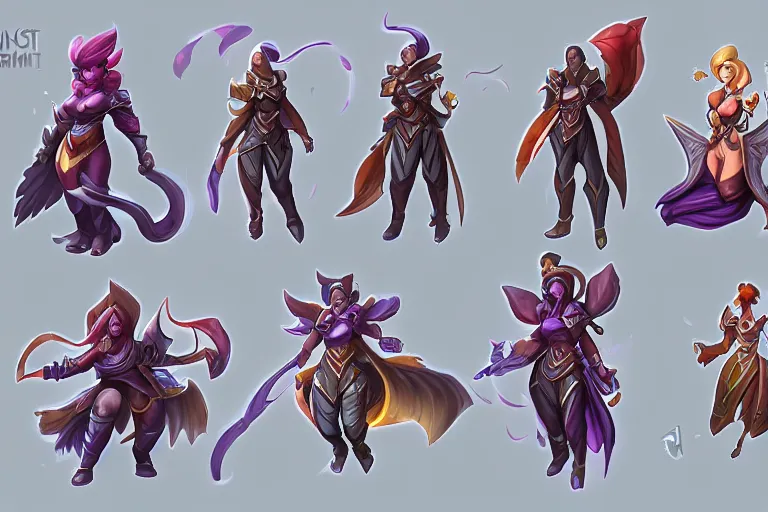 Image similar to Concept art of the new League of Legends Champion on Summoner's Rift, Isometric, Digital Painting, Trending on Artstation, Character Reference Sheet